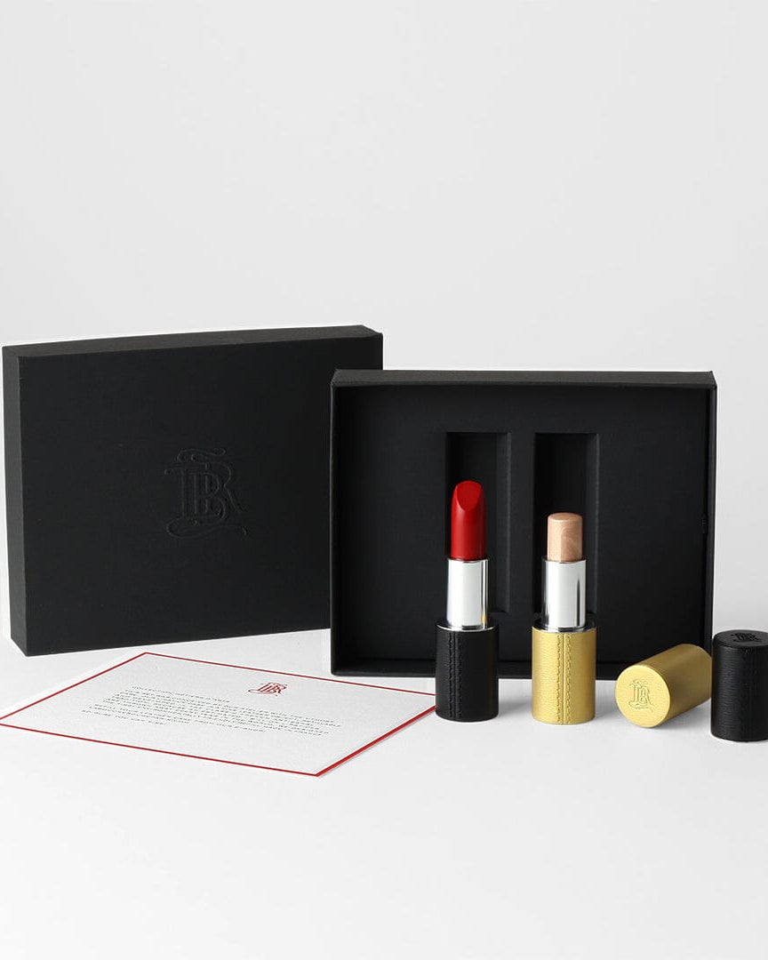 Coffret cadeau La Bouche Rouge Paris Gleam & Glam, ensemble de produits de maquillage lumineux et élégant.