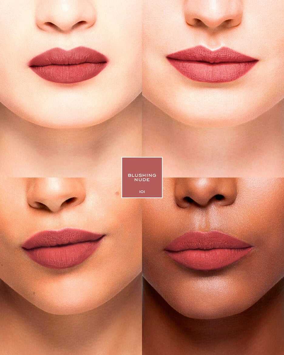 Ensemble Saint-Valentin La Promesse Blushing Nude de La Bouche Rouge Paris, maquillage nude avec mosaïque de teintes douces