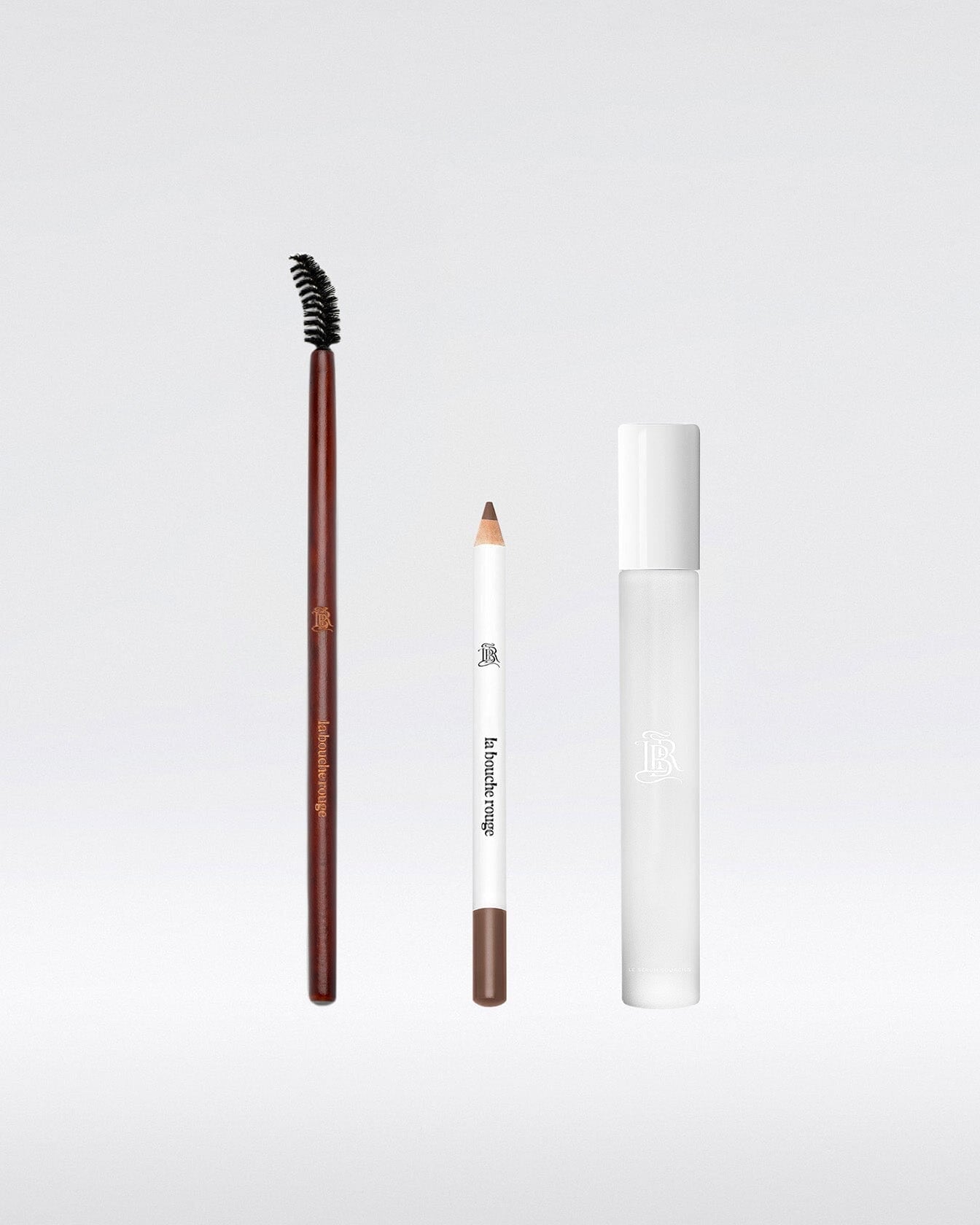 Coffret maquillage pour sourcils La Bouche Rouge Paris avec pinceau et poudre marron foncé pour sourcils parfaits.
