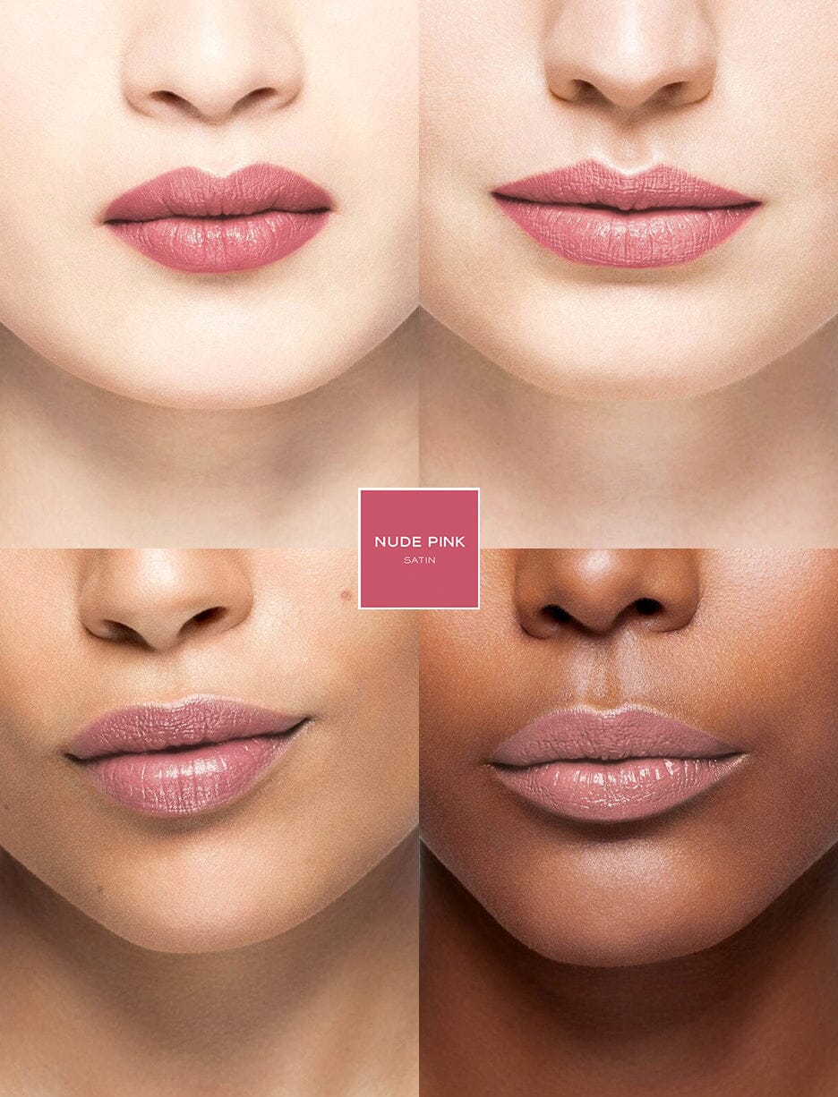 Rouge à lèvres nude et nude pink de La Bouche Rouge Paris, fini naturel et élégant, présenté dans un tube sophistiqué.