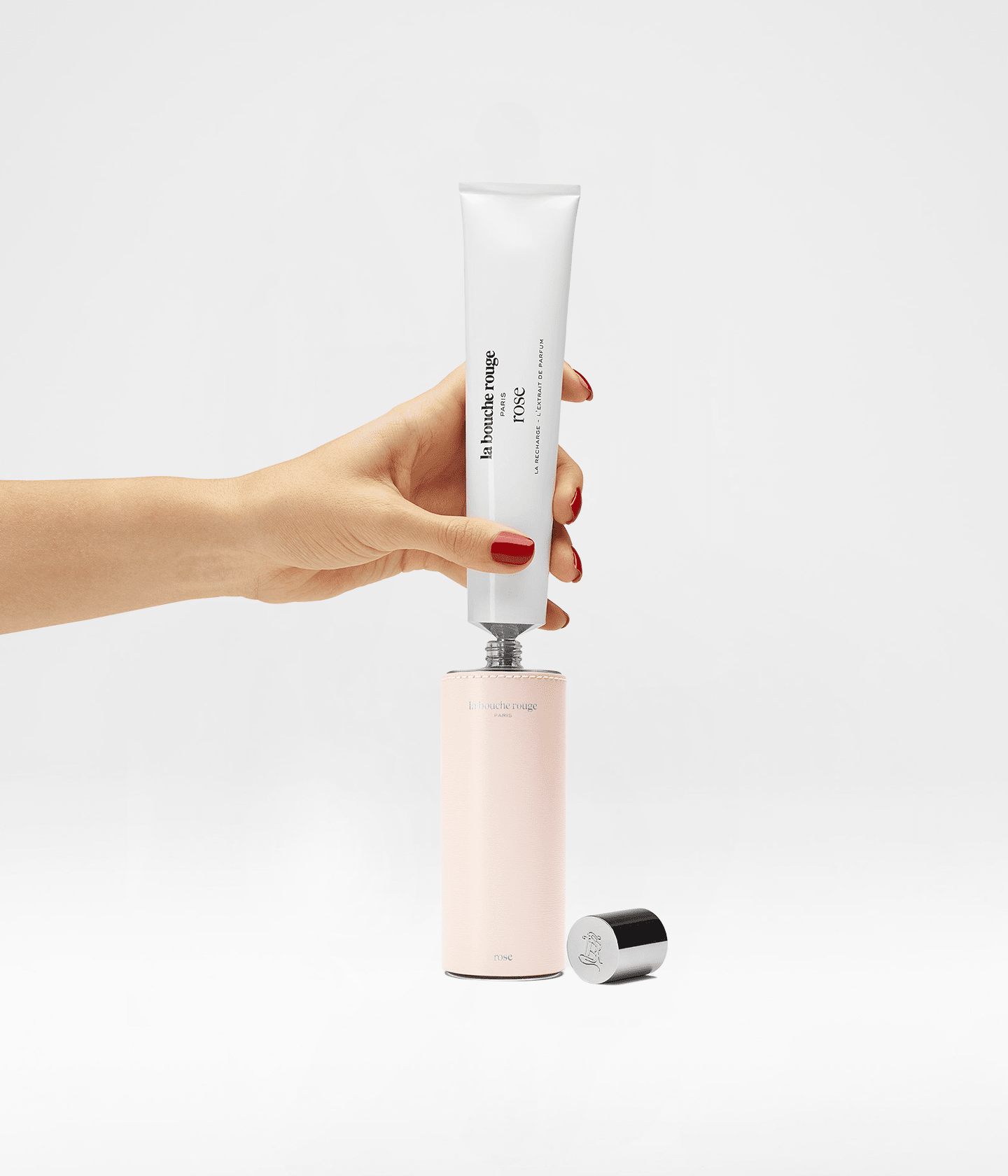 Recharge de parfum Rose, extrait de parfum La Bouche Rouge Paris, flacon de 100ml, design élégant et raffiné.