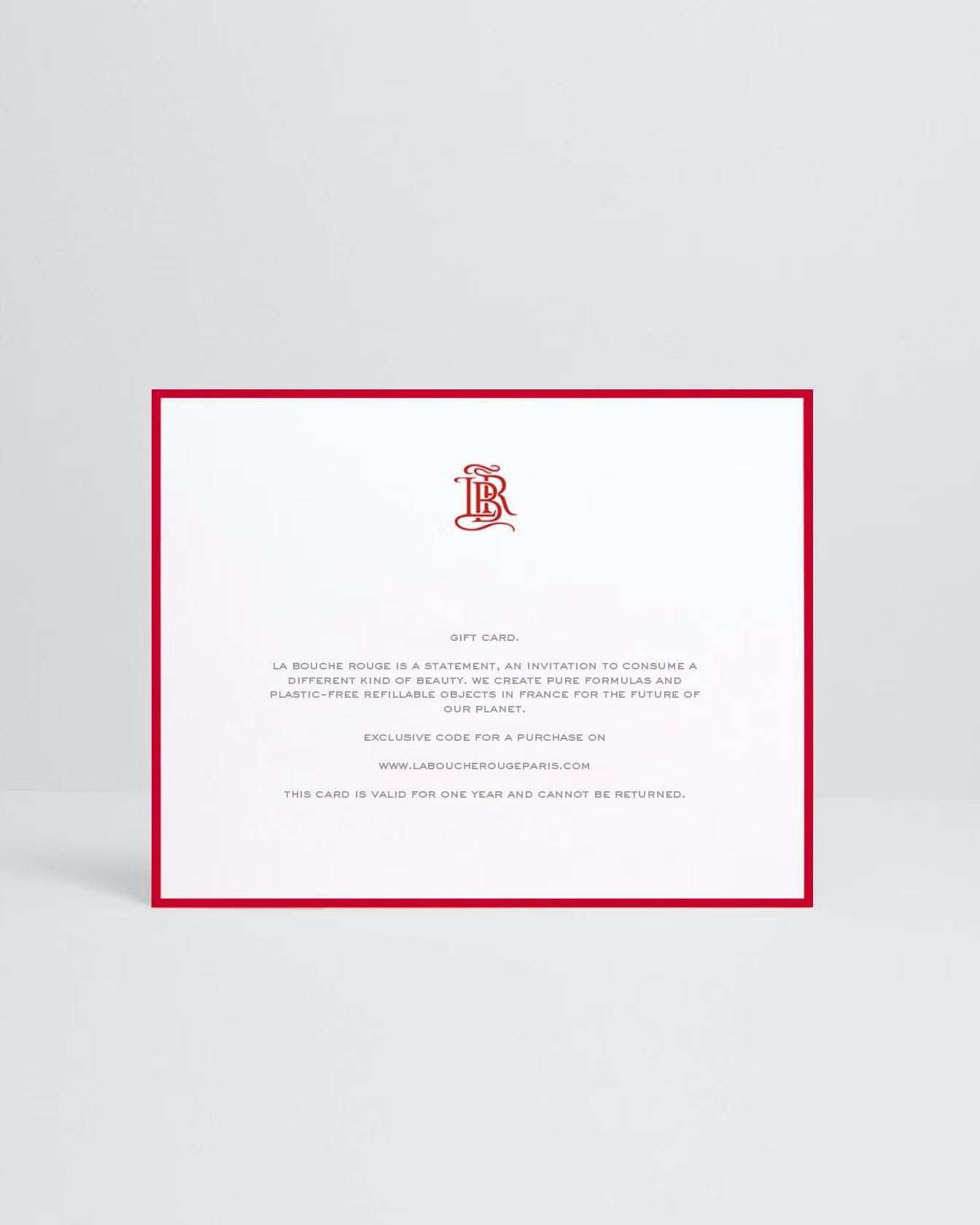 Carte cadeau La Bouche Rouge Paris avec design élégant, idéale pour offrir, présentation raffinée en image.