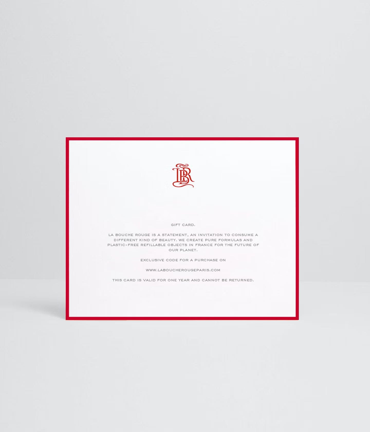 Carte cadeau La Bouche Rouge Paris avec design élégant, idéale pour offrir, présentation raffinée en image.