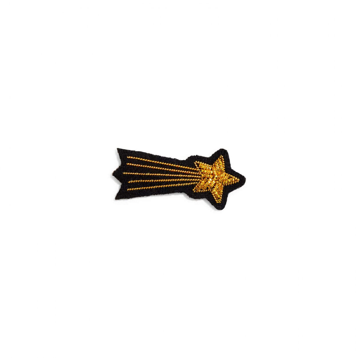 Broche étoile filante La Bouche Rouge Paris avec design élégant en métal doré et détails scintillants.