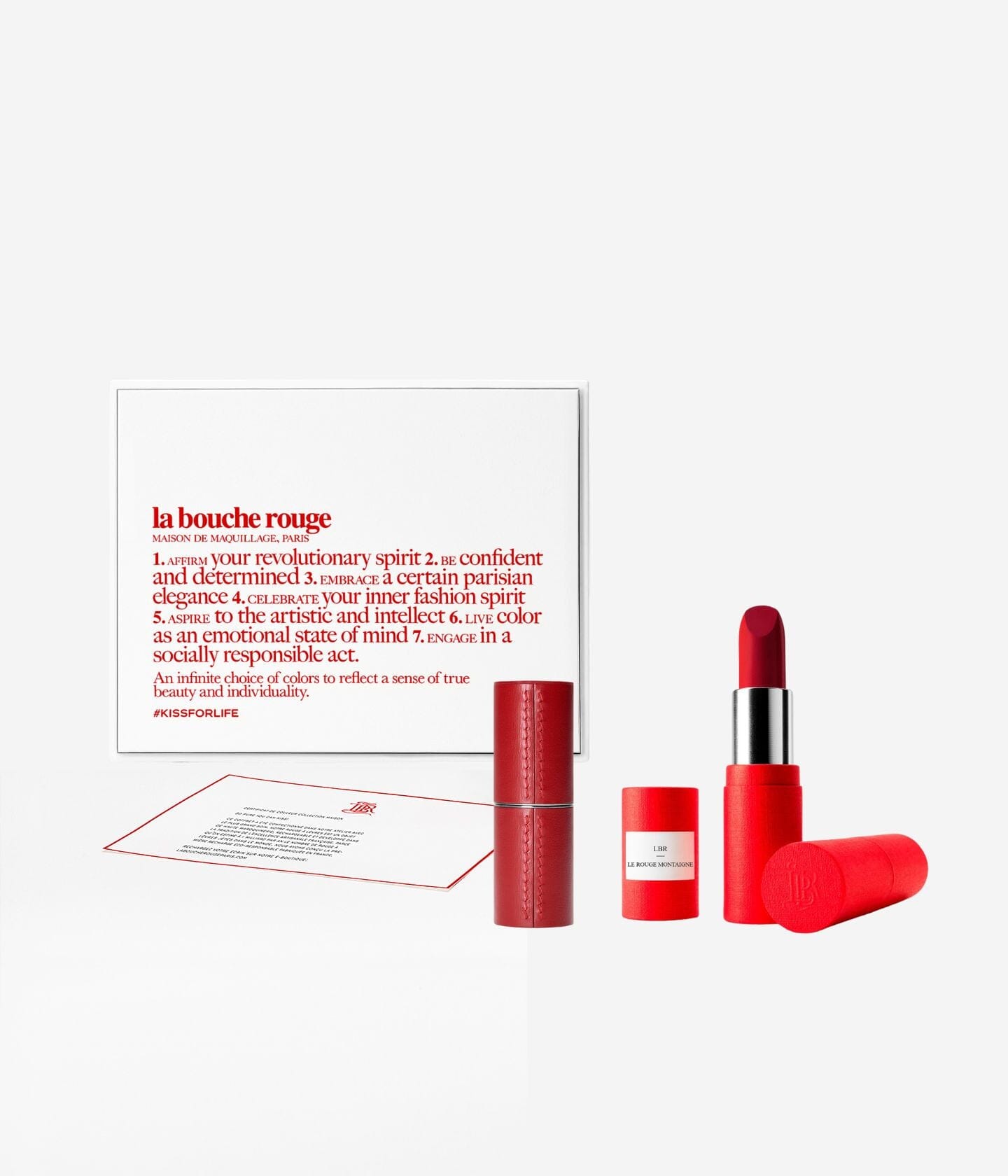 Coffret Lèvres Le Rouge Montaigne de La Bouche Rouge Paris avec plusieurs teintes de rouges élégantes.