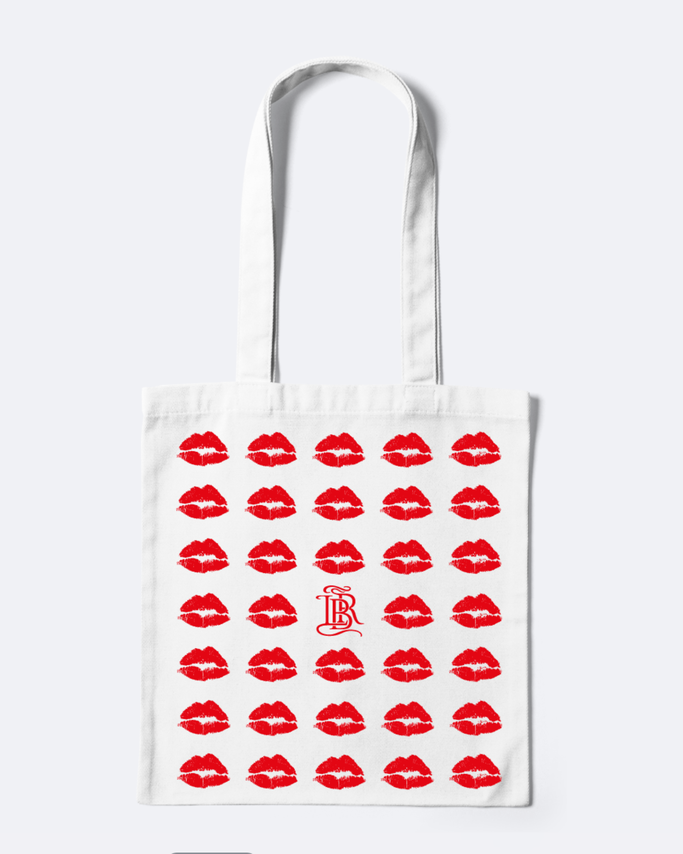 Tote bag en coton bio et imprimé iconique Bisous de bouches rouges