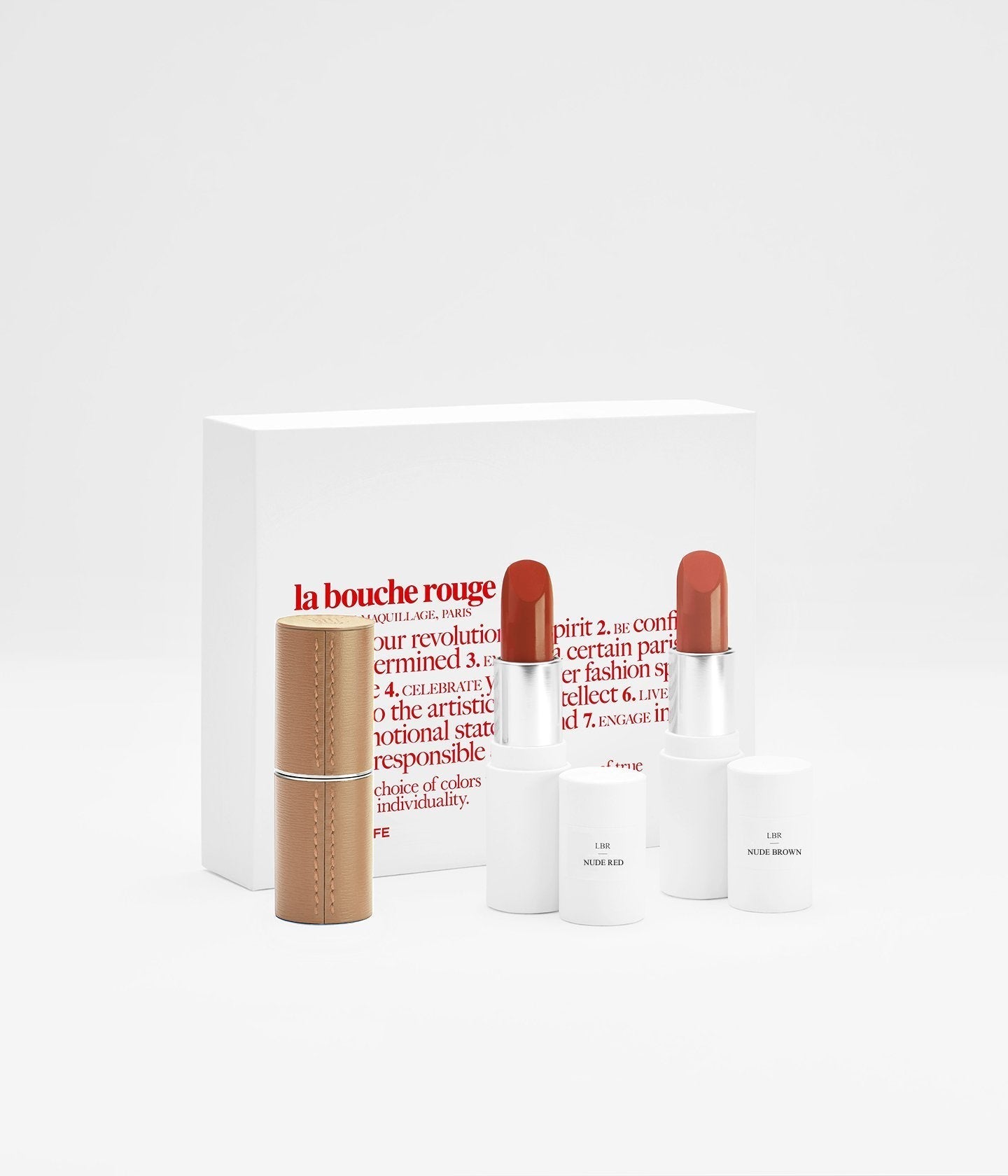Les Nudes Bruns – Coffret écrin camel - La Bouche Rouge Paris