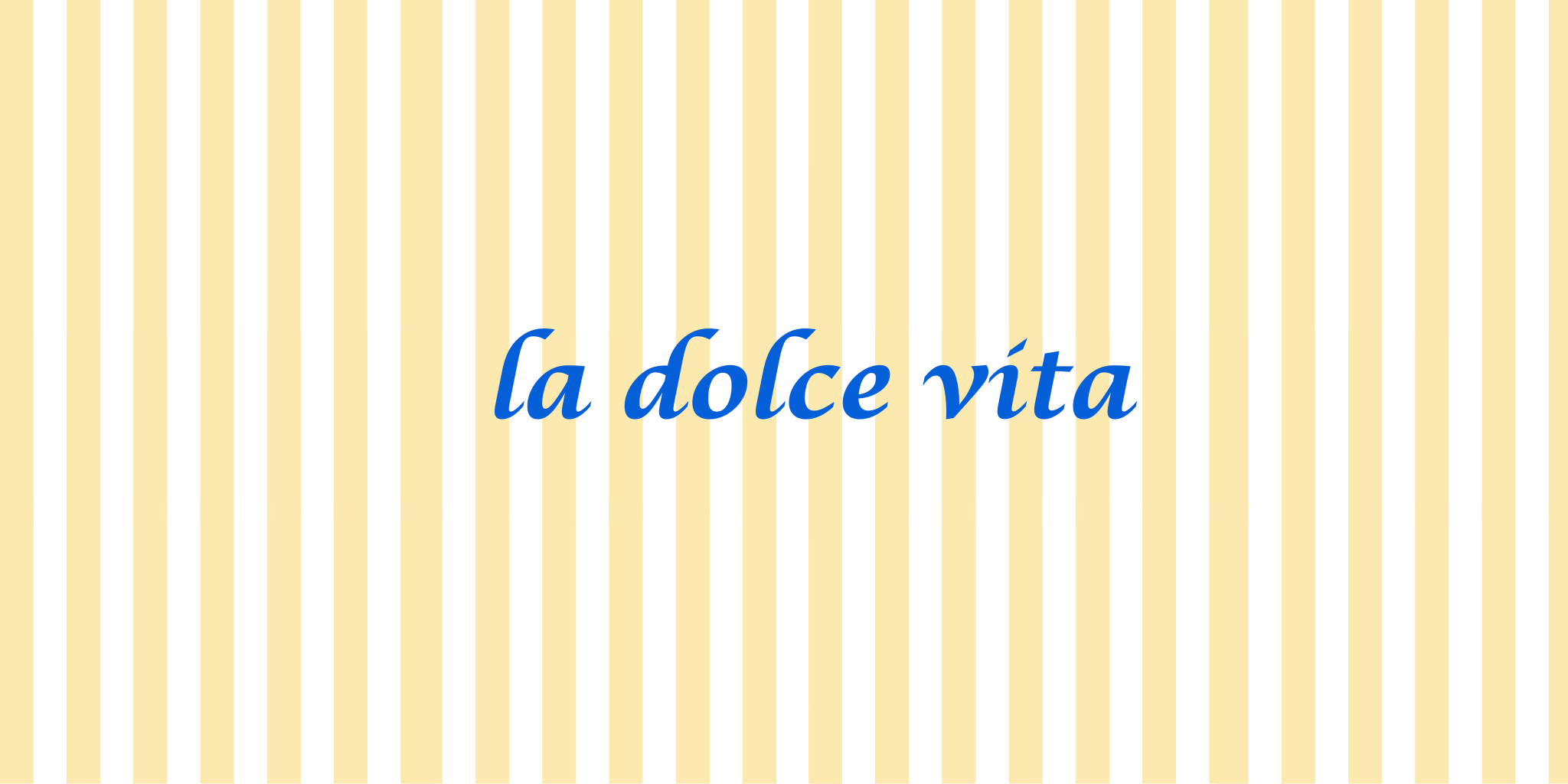 bannière logo dolce vita sur fond rayé jaune et blanc